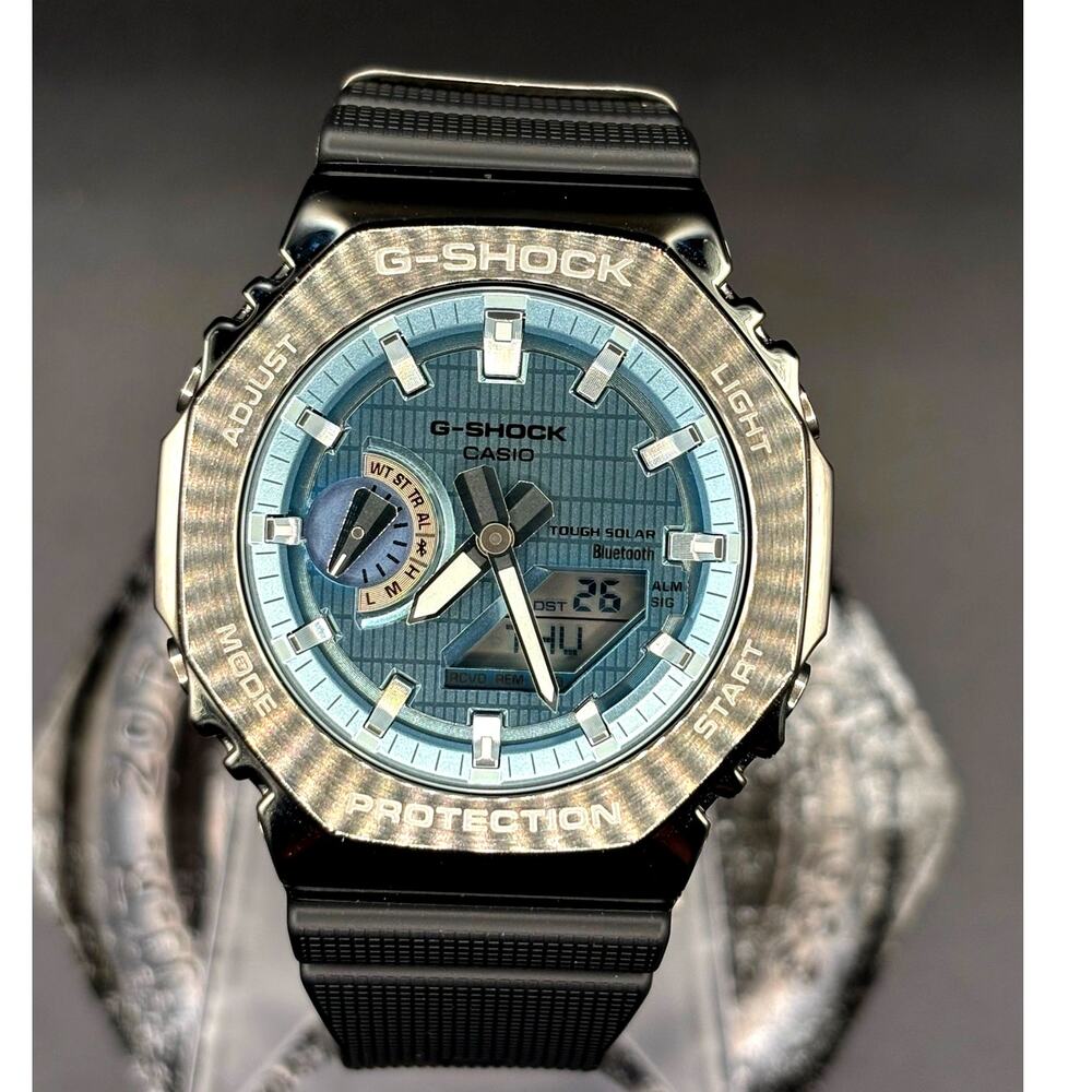 Casio G-Shock G-Steel GBM2100A-1A2 Tough Solar Bluetooth Blue Dial Watch NIB